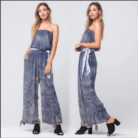 Free People Pants - Free People Just Float Strapless Tie Dye Jumpsuit